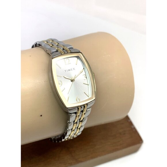 Timex Women's Watch TW2T50200 Quartz Silver Dial Rectangle Two Tone Steel 21mm - Picture 11 of 14